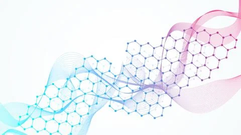 Modern abstract molecules structure for science or medical background. DNA he Foto stock