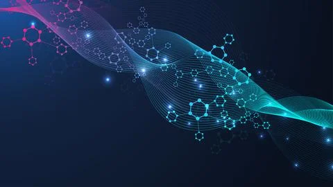 Modern abstract molecules structure for science or medical background. DNA .. Foto stock