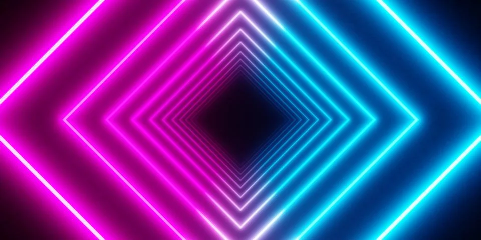 Modern, abstract multiple wireframe square rectangle blue and pink glowing .. Stock Illustration