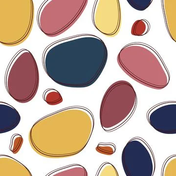 Modern abstract nature shape seamless pattern. Hand drawn various shapes. Vector Stock Illustration