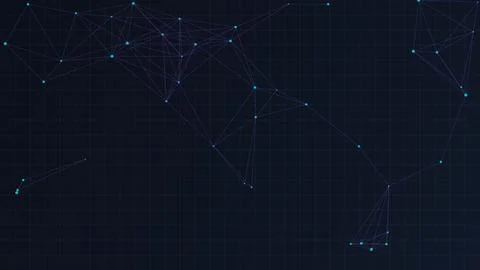Modern abstract network of blue nodes and connections on dark background Stock Illustration