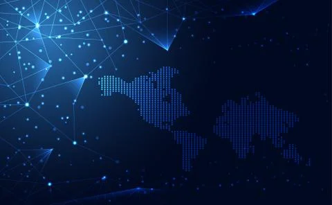 Modern abstract network map dot science connection technology internet and gr イラスト素材