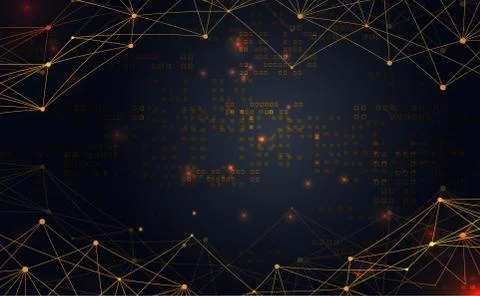 Modern abstract network science connection technology gold line premium dot a Illustrazione stock