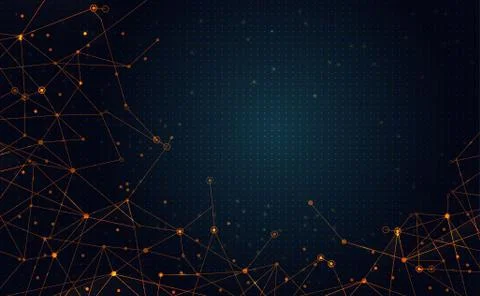 Modern abstract network science connection technology gold line premium dot a Illustration