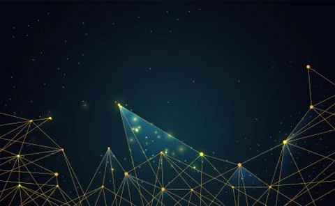 Modern abstract network science connection technology gold line premium dot a Иллюстрация