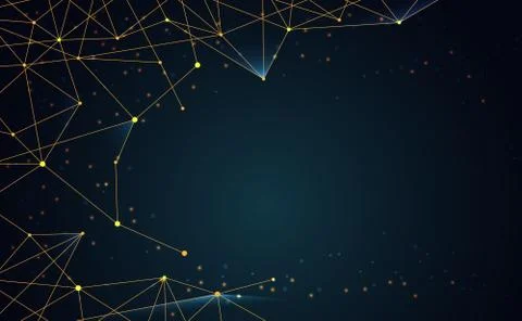 Modern abstract network science connection technology gold line premium dot a Illustration