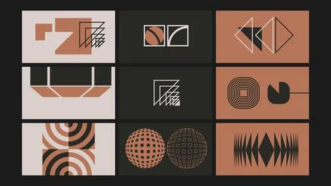Modern Abstract Optical Illusion Background Set Stock Illustration
