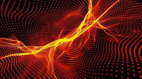 Modern abstract orange, red and yellow curved lines with a dotted orange pattern Stock Illustration
