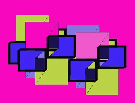 Modern Abstract Overlapping Geometric Squares Graphic Stock Illustration