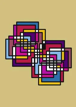 Modern Abstract Overlapping Rectangular Grid Pattern 库存插图
