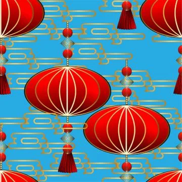 Modern abstract pattern with chinese lantern. Modern vector illustration. Vin Stock Illustration