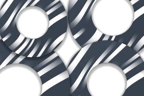Modern Abstract Pattern with Monochromatic Dark Grey Striped Circular Rings Illustrazione stock