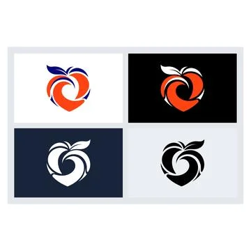 Modern Abstract Peach Fruit Logo Design Set Illustration
