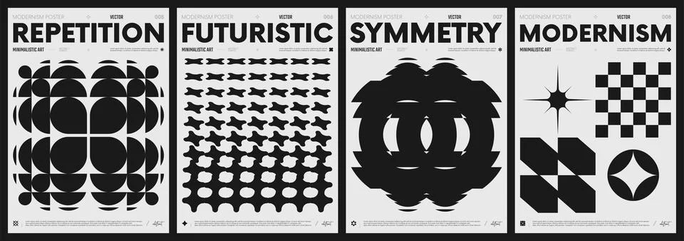 Modern abstract poster collection, vector minimalist posters with geometric.. Stock Illustration