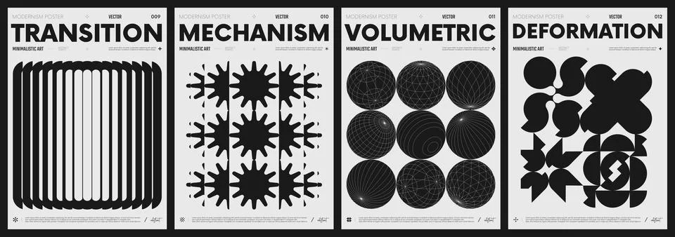 Modern abstract poster collection, vector minimalist posters with geometric.. Stock Illustration