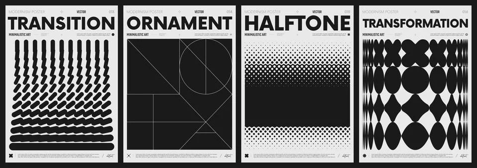 Modern abstract poster collection, vector minimalist posters with geometric.. Stock Illustration