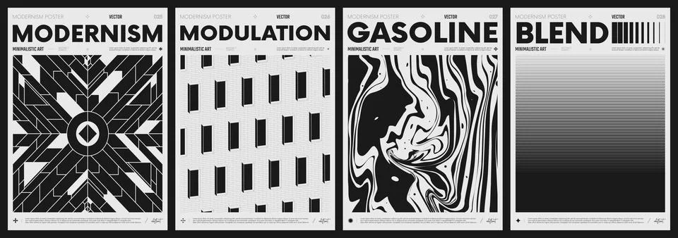Modern abstract poster collection, vector minimalist posters with geometric.. Stock Illustration