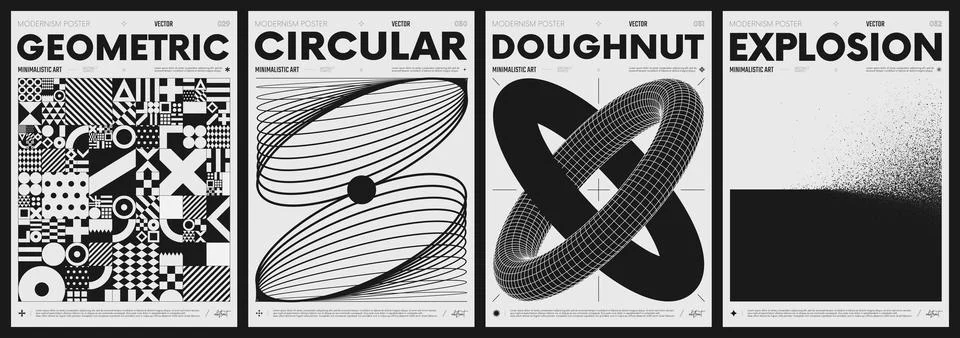 Modern abstract poster collection, vector minimalist posters with geometric.. Stock Illustration