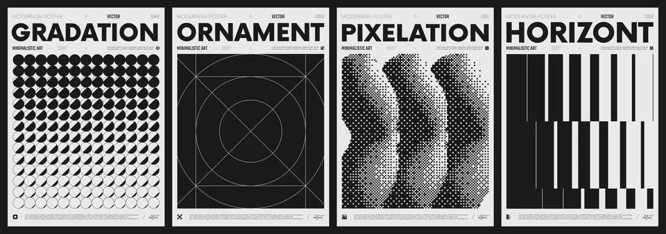 Modern abstract poster collection, vector minimalist posters with geometric.. Stock Illustration
