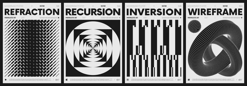 Modern abstract poster collection, vector minimalist posters with geometric.. Stock Illustration