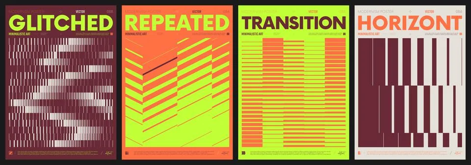 Modern abstract poster collection, vector minimalist colorful contemporary art w Stock Illustration