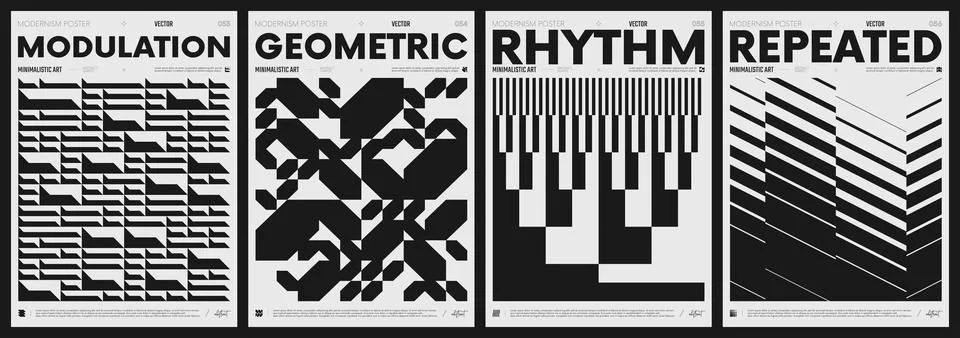 Modern abstract poster collection, vector minimalist posters with geometric.. Stock Illustration