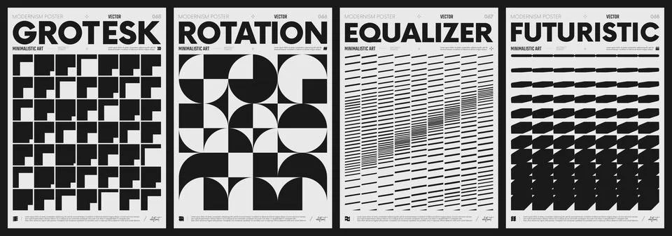 Modern abstract poster collection, vector minimalist posters with geometric.. Stock Illustration