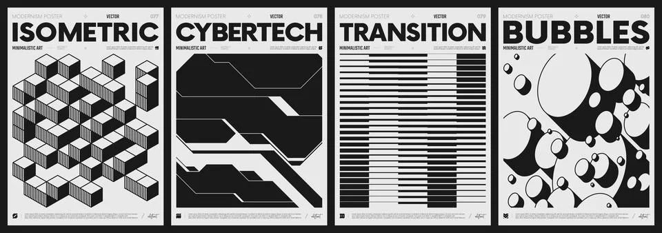 Modern abstract poster collection, vector minimalist posters with geometric.. Stock Illustration