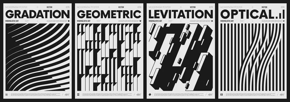 Modern abstract poster collection, vector minimalist posters with geometric.. Illustrazione stock