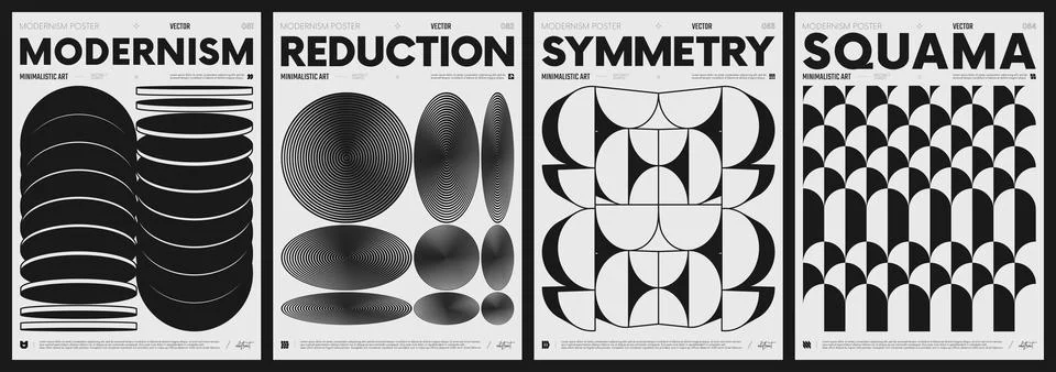 Modern abstract poster collection, vector minimalist posters with geometric.. Stock Illustration