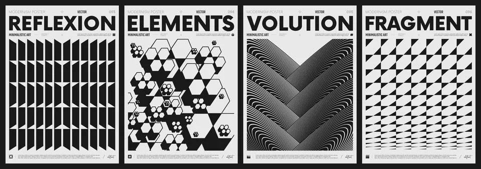 Modern abstract poster collection, vector minimalist posters with geometric.. Stock Illustration