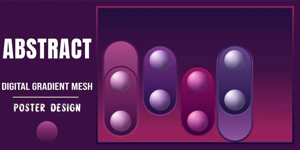 A modern abstract poster design featuring purple rounded rectangular shapes a Stock Illustration