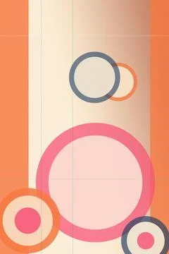 Modern abstract poster featuring layered circles in coral, pink, and beige,.. Stock Illustration