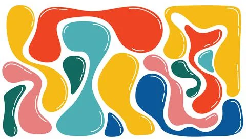 A modern abstract poster or set of colorful irregular shapes on a white backg Stock Illustration