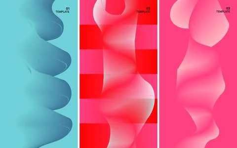 Modern abstract posters featuring smooth flowing liquid shapes and vibrant .. Stock Illustration