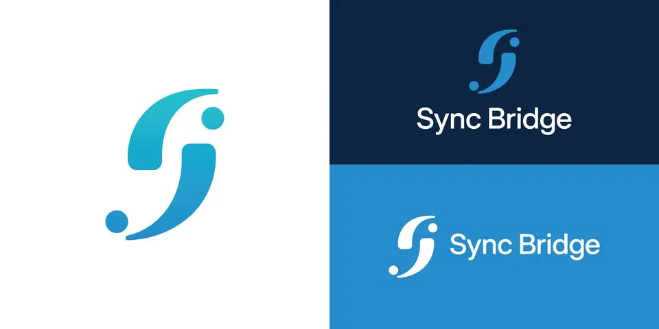 A modern, abstract 'S' logo featuring overlapping cyan and blue shapes Stock Illustration