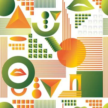 Modern Abstract Seamles Pattern in green and orange colors. Vector gradient e Stock Illustration