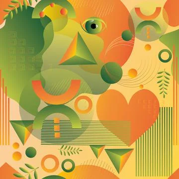 Modern Abstract Seamles Pattern in green and orange colors. Vector gradient e Stock Illustration