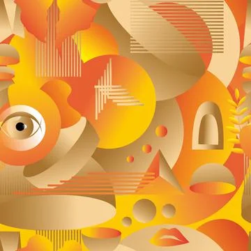 Modern Abstract Seamles Pattern in orange and gold colors. Vector gradient el 스톡 일러스트