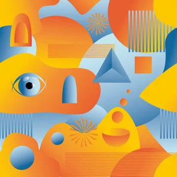 Modern Abstract Seamles Pattern in orange and blue colors. Vector gradient el Stock Illustration