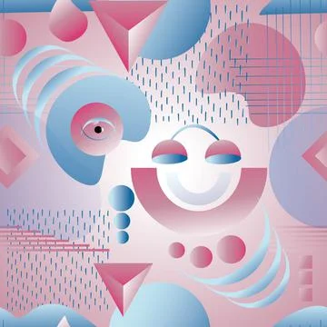 Modern Abstract Seamles Pattern in pink and blue colors. Vector gradient elem Stock Illustration