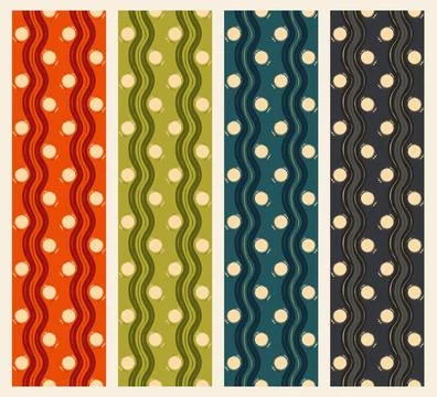 Modern Abstract Seamless Pattern Collection with Wavy Stripes Stock Illustration