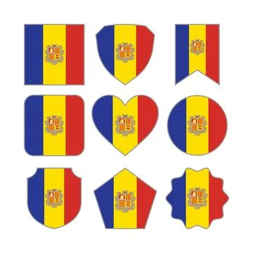 Modern Abstract Shapes of Andorra Flag Vector Design Template Stock Illustration
