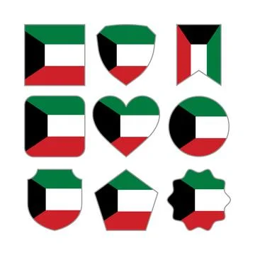 Modern Abstract Shapes of Kuwait Flag Vector Design Template Stock Illustration