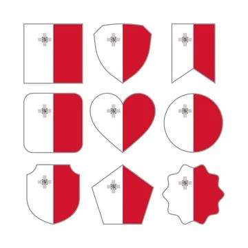 Modern Abstract Shapes of Malta Flag Vector Design Template Stock Illustration