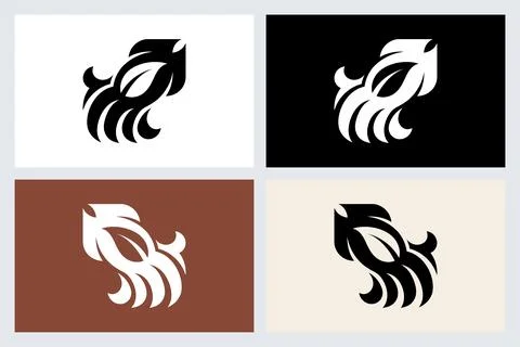 Modern Abstract Squid Logo Design Set Stock Illustration