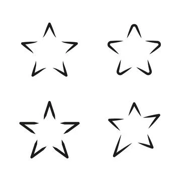 Modern Abstract Star Icons with Dashed and Segmented Editable Outlines Illustrazione stock