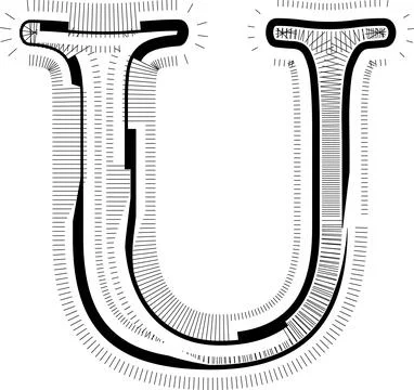 Modern abstract striped design with lines LETTER U Stock Illustration