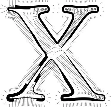 Modern abstract striped design with lines LETTER X Illustrazione stock