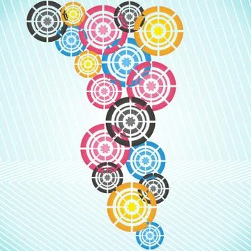 Modern abstract technical ornaments on light blue background 스톡 일러스트